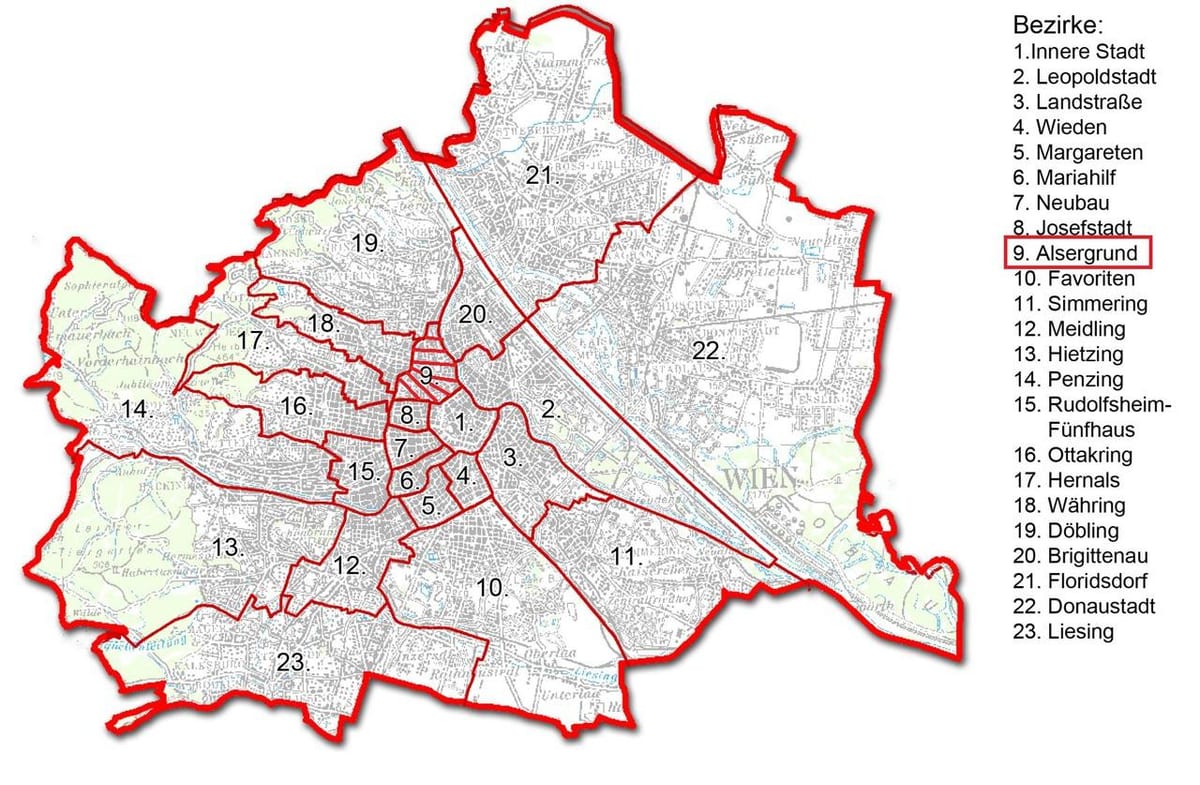 Wien bezirk ਨਕਸ਼ਾ