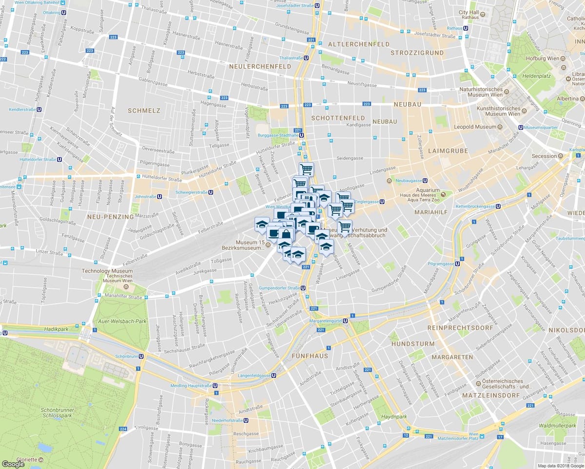 ਨਕਸ਼ਾ ਦੇ mariahilferstrasse