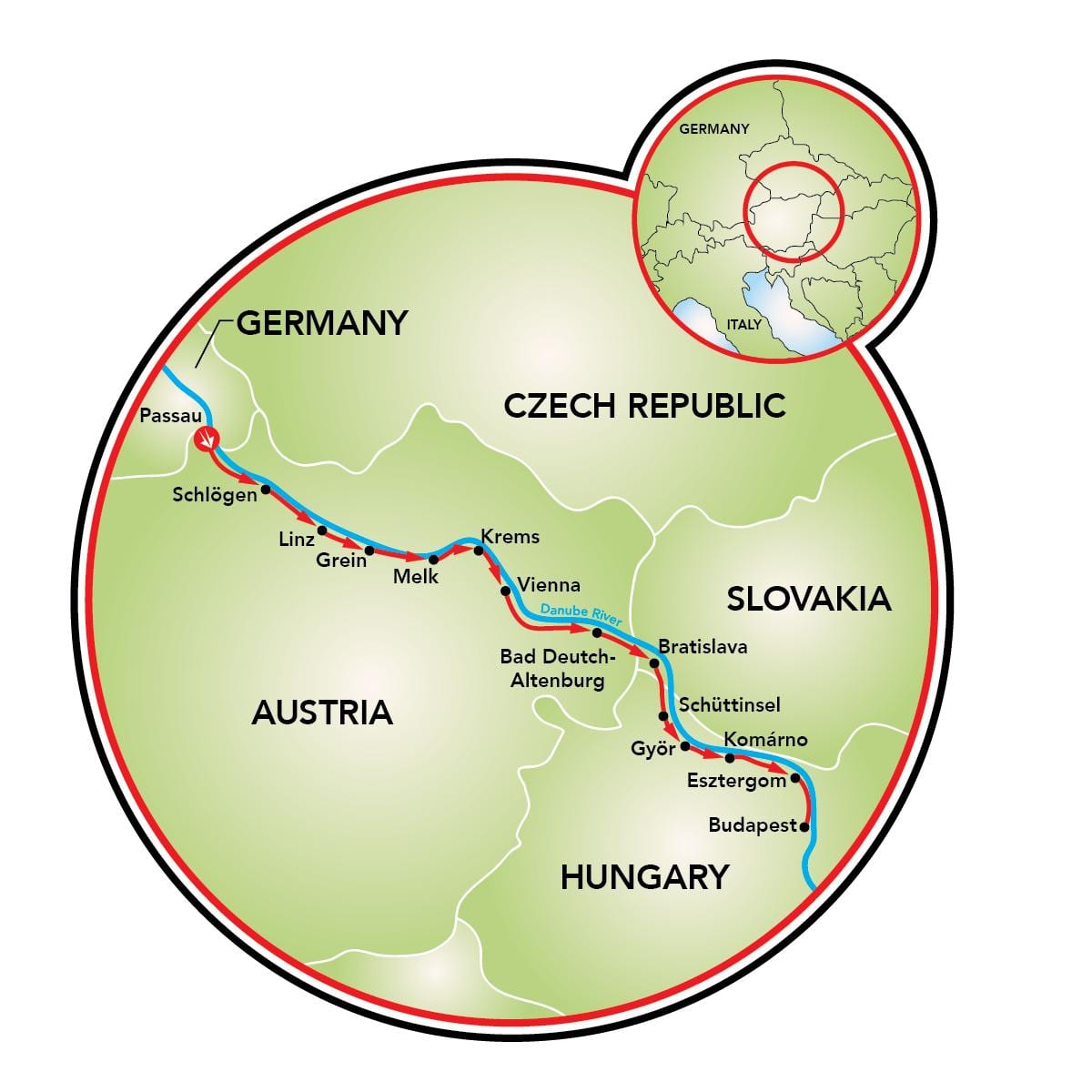 passau ਵਿਯੇਨ੍ਨਾ ਸਾਈਕਲ ਨਕਸ਼ਾ