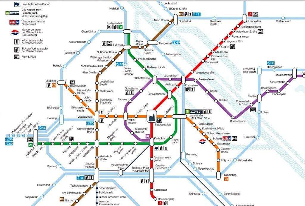 Wien ਸਬਵੇਅ ਦਾ ਨਕਸ਼ਾ