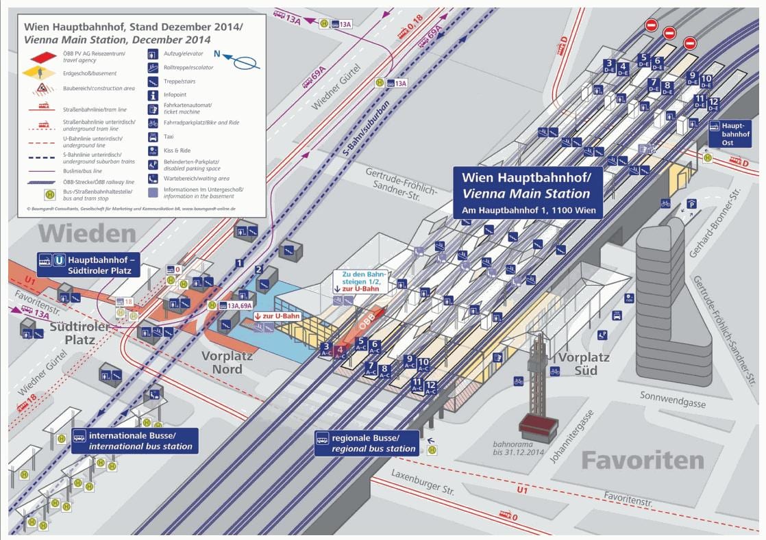 ਨਕਸ਼ਾ ਦੇ Wien hbf ਪਲੇਟਫਾਰਮ